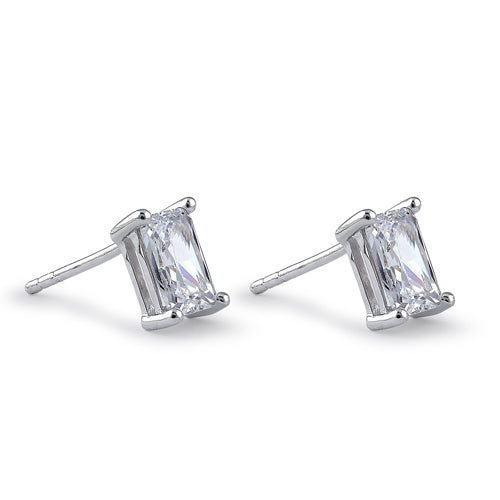 Sterling Silver 5X7mm Radiant Octagon Cut CZ Earrings