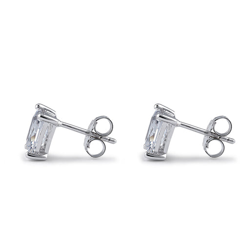 Sterling Silver 5X7mm Radiant Octagon Cut CZ Earrings