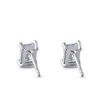 Sterling Silver 5X7mm Radiant Octagon Cut CZ Earrings