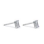 Sterling Silver 3X5mm Baguette Octagon Step Cut CZ Earrings