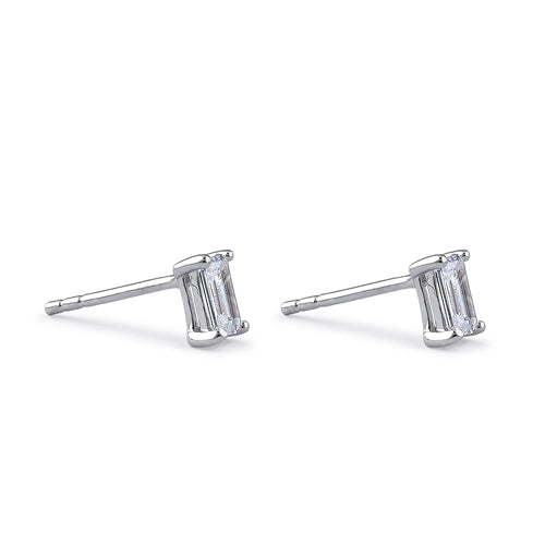 Sterling Silver 3X5mm Baguette Octagon Step Cut CZ Earrings