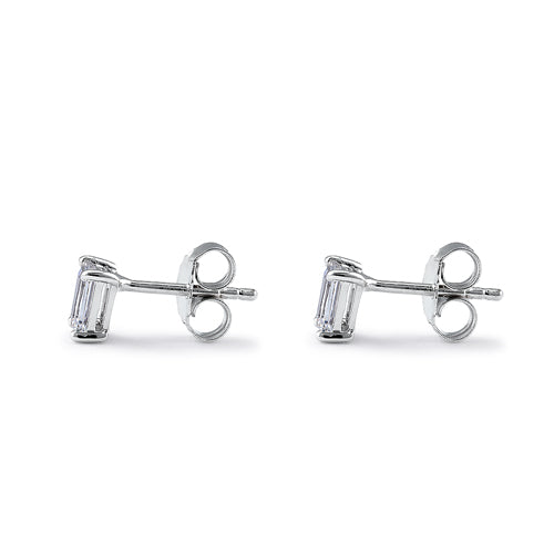 Sterling Silver 3X5mm Baguette Octagon Step Cut CZ Earrings