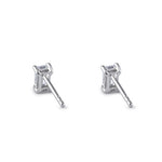 Sterling Silver 3X5mm Baguette Octagon Step Cut CZ Earrings