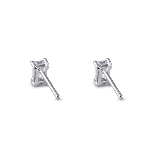 Sterling Silver 3X5mm Baguette Octagon Step Cut CZ Earrings