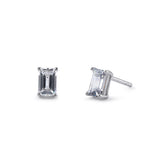 Sterling Silver 4X6mm Baguette Octagon Step Cut CZ Earrings