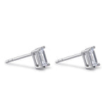 Sterling Silver 4X6mm Baguette Octagon Step Cut CZ Earrings