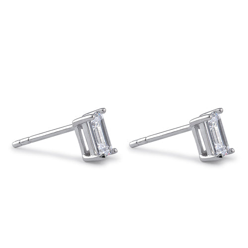 Sterling Silver 4X6mm Baguette Octagon Step Cut CZ Earrings