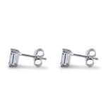 Sterling Silver 4X6mm Baguette Octagon Step Cut CZ Earrings