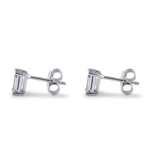 Sterling Silver 4X6mm Baguette Octagon Step Cut CZ Earrings