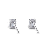 Sterling Silver 4X6mm Baguette Octagon Step Cut CZ Earrings