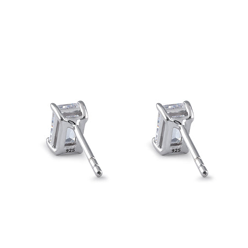 Sterling Silver 4X6mm Baguette Octagon Step Cut CZ Earrings