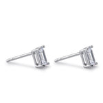 Sterling Silver 5X7mm Baguette Octagon Step Cut CZ Earrings