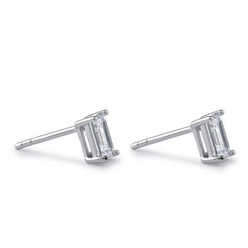 Sterling Silver 5X7mm Baguette Octagon Step Cut CZ Earrings