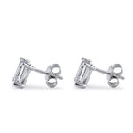 Sterling Silver 5X7mm Baguette Octagon Step Cut CZ Earrings