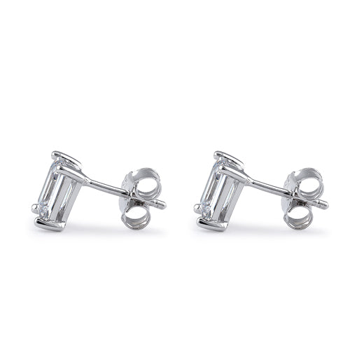 Sterling Silver 5X7mm Baguette Octagon Step Cut CZ Earrings