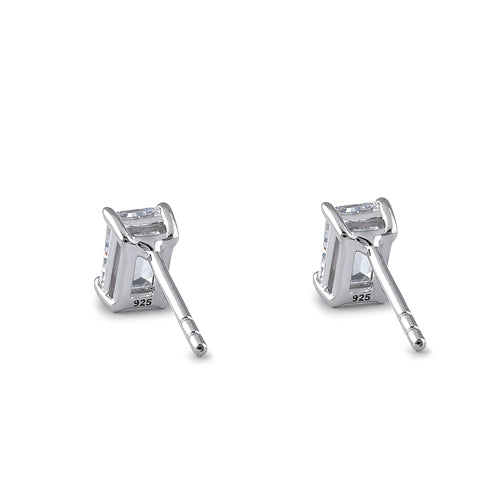 Sterling Silver 5X7mm Baguette Octagon Step Cut CZ Earrings