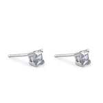 Sterling Silver 4mm Square Step Cut CZ Earrings