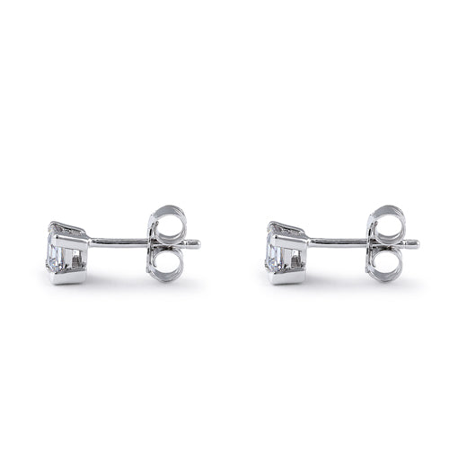 Sterling Silver 4mm Square Step Cut CZ Earrings