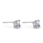 Sterling Silver 5mm Square Step Cut CZ Earrings