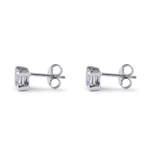 Sterling Silver 5mm Square Step Cut CZ Earrings