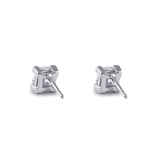 Sterling Silver 5mm Square Step Cut CZ Earrings