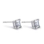 Sterling Silver 6mm Square Step Cut CZ Earrings