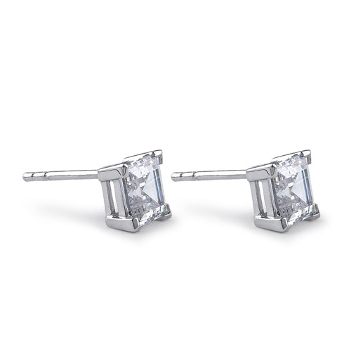 Sterling Silver 6mm Square Step Cut CZ Earrings