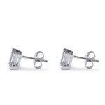 Sterling Silver 6mm Square Step Cut CZ Earrings