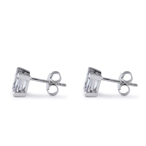 Sterling Silver 6mm Square Step Cut CZ Earrings