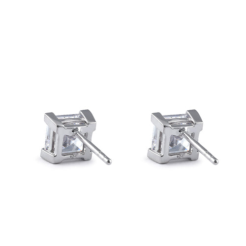 Sterling Silver 6mm Square Step Cut CZ Earrings