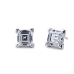 Sterling Silver 7mm Square Step Cut CZ Earrings