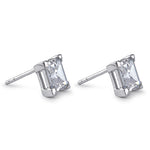 Sterling Silver 7mm Square Step Cut CZ Earrings