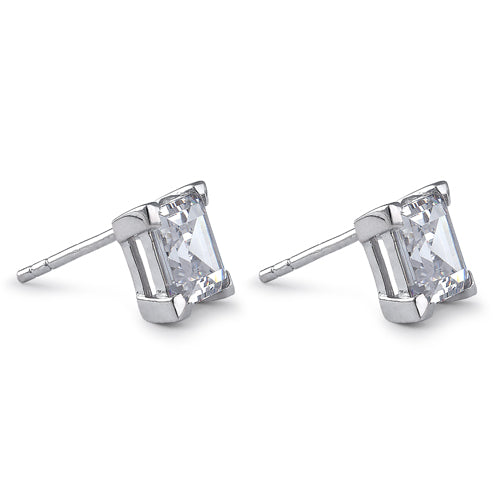 Sterling Silver 7mm Square Step Cut CZ Earrings
