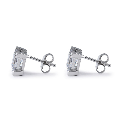 Sterling Silver 7mm Square Step Cut CZ Earrings