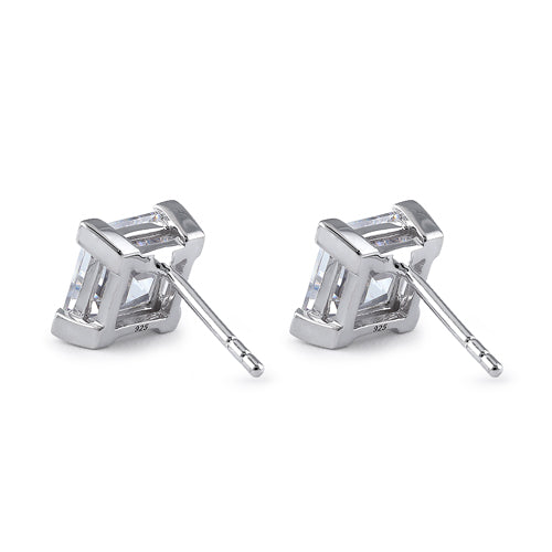 Sterling Silver 7mm Square Step Cut CZ Earrings
