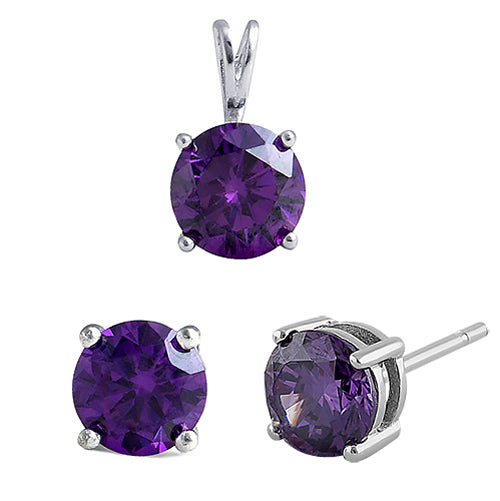 Sterling Silver Amethyst CZ Set