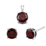 Sterling Silver Garnet CZ Set