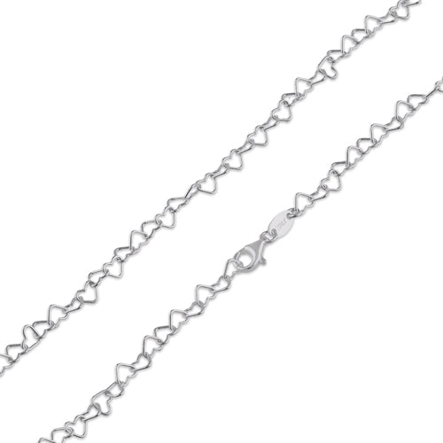 Sterling Silver Heart Chain 4mm