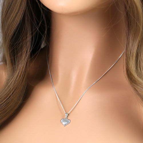 Sterling Silver "Sister" Pendant Necklace