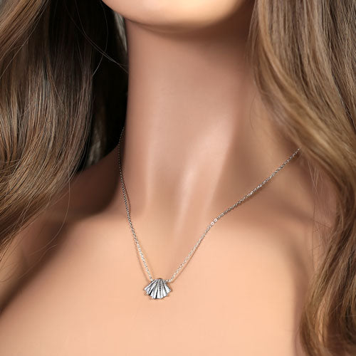 Sterling Silver Clam Shell Necklace