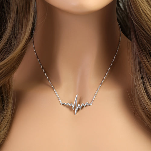 Sterling Silver Heartbeat Necklace