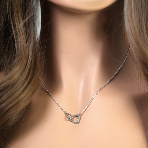 Sterling Silver Linked Hearts Necklace