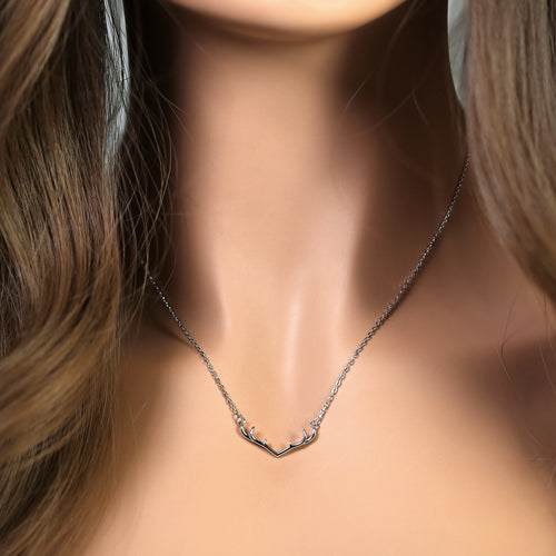 Sterling Silver Dainty Antlers Necklace