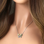 Sterling Silver Clear CZ Enamel Butterfly Necklace
