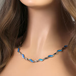 Sterling Silver Blue Opal Wave Necklace