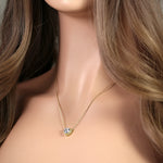 Sterling Silver Clear and Yellow CZ Heart Halo Gold Plated Necklace
