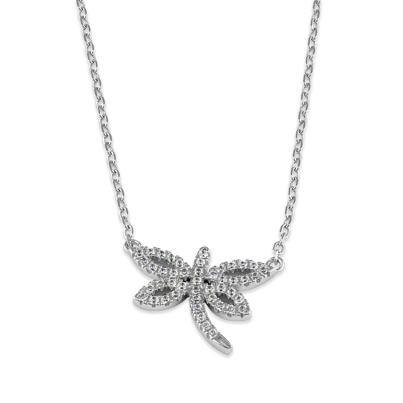 Sterling Silver Dragonfly CZ Necklace