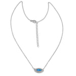 Sterling Silver Blue Lab Opal and CZ Evil Eye Necklace