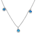 Sterling Silver Adjustable Blue Lab Opal Station Necklace