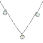 Sterling Silver Adjustable White Lab Opal Station Necklace